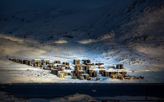 Картинка Arctic, city, Nuuk, Qinngorput, Greenland, winter, town, urban