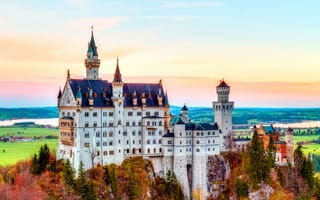 Картинка Germany, mountain, Neuschwanstein Castle, Bavaria, autumn, castle, Alps, Нойшванштайн, splendor, замок