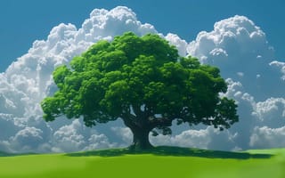 Картинка landscape, clouds, AI art, tree