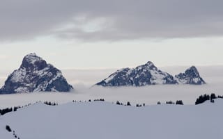 Картинка облака, горы, безмятежность, дом сверху, serenity, house on top, clouds, mountains