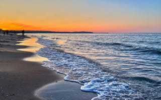 Картинка море, закат, берег