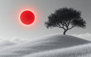 Картинка tree, hill, landscape