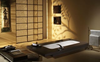 Картинка минимализм, интерьер, ванная, японский, стиль