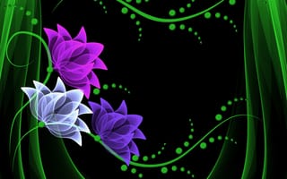Картинка цветы, vector, неоновые, neon, flowers