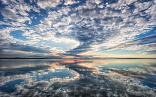 Картинка отражение, утро, clouds in the mirror, Texas, morning, reflection, Виноградная лоза озера, облака в зеркале