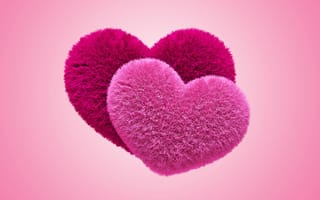 Картинка pink, сердечки, love, hearts, fluffy, пушистые