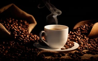 Картинка кофе, зерна, coffee beans, coffee, лопатка, кофейные зерна, bag, чашка, Cup, grain, мешок, shoulder