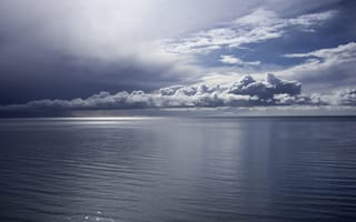 Картинка море, штиль, облака, горизонт, вода