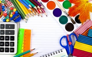 Картинка 1 сентября, краски, карандаши, пластилин, школа