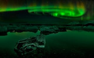 Картинка северное сияние, Исландия, ночь