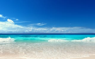 Картинка солнце, океан, ocean, beach, пляж, sea, море, sunshine, лето, blue, seascape