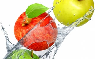 Обои apples, fresh, вода, яблоки, splash, фрукты, water, drops, брызги