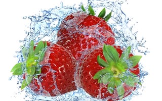 Обои strawberry, ягоды, drops, брызги, fresh, вода, клубника, water, splash