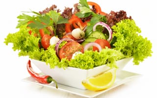 Обои овощной салат, зелень, зеленый салат, овощи