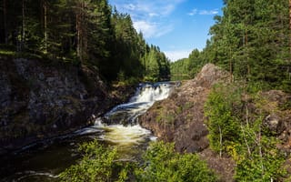 Картинка деревья, природа, горная река, dibr, поток, скалы