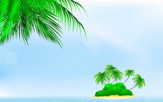 Обои море, кусты, пальмы, palm trees, bushes, остров, sea island