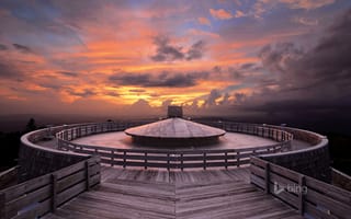 Картинка штат Джорджия, обсерватория, закат, США, Лысая гора, облака, небо