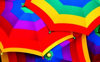 Картинка зонт, цветные, цвет, синий, зонты, желтый, красный, фиолетовый, зеленый