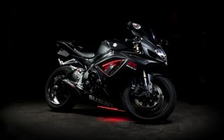 Картинка сузуки, мотоцикл, неон, Suzuki, чёрный, GSX-R 750, bike, black