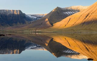 Картинка море, утро, Исландия, горы, Westfjords, вода, фермы