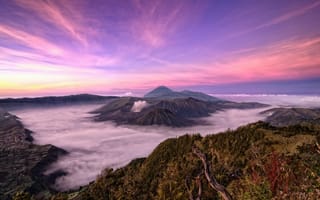 Картинка горы, пейзаж, природа, небо, Indonesia, Taman Nasional Bromo Tengger Semeru, nature
