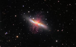 Картинка галактика, M82, сверхветер, Сигара