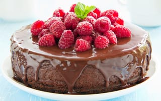 Картинка торт, cake, десерт, малина, шоколад, выпечка, глазурь, ягоды