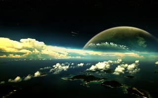 Картинка Острова, Луна, метеоры, стратосфера