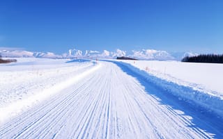 Картинка дорога, горизонт, зима, горы