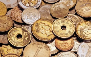 Картинка деньги, азиатские, много, иероглифы, монеты
