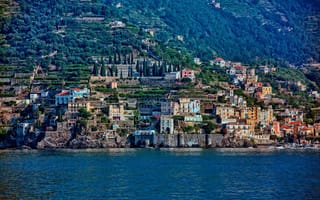 Картинка Амальфитанское побережье, Gulf of Salerno, панорама, Салернский залив, Италия, Amalfi Coast, здания, Italy