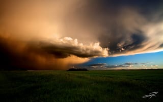 Картинка тучи, поле, лето, Канада, Июнь, небо, Альберта, вечерний шторм