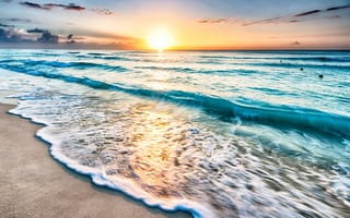 Картинка берег, sunset, пляж, море, beach, sand, закат, seascape, sea