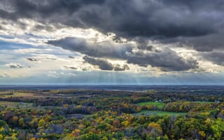 Картинка Висконсин, США, грозовые, осень, тучи, Эрин, лучи солнца