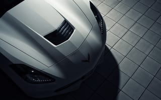 Картинка Corvette, front, white, Stingray, roadster, Chevrolet