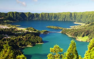 Картинка зелень, лес, Португалия, горы, Azores