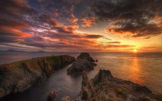 Картинка Ireland, Ирландия, sea, горизонт, Донегал, закат, Donegal, море, sunset, horizon, Malin Head