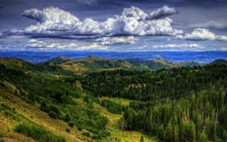 Картинка небо, деревья, пейзаж, Utah, горы, above Park City