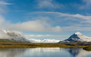 Картинка Аляска, Alaska, вода, отражение, North America, небо, Range, горы, Mountains
