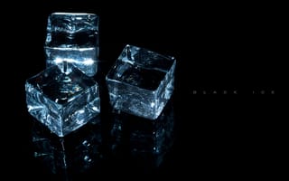 Картинка Кубики, прозрачность, свет, лёд, искрится, три, отражение, на чёрном