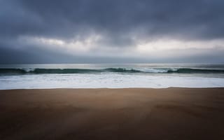 Картинка море, волны, пляж, beach, облака, горизонт, storm, буря