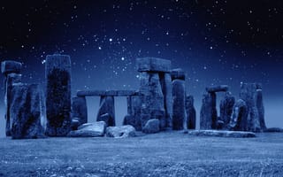 Картинка Stonehenge, Англия, звёзды, Стоунхэндж, ночь