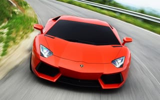 Картинка Lamborghini, красотка, фары, дорога, Aventador LP700-4