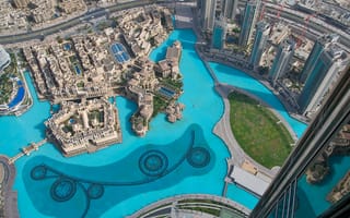 Картинка дубай, дома, Бурдж-Халифа, Dubai, оаэ, вода, бассейн