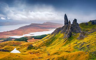 Картинка область Хайленд, скалы, The Storr, полуостров Trotternish, осень, Шотландия