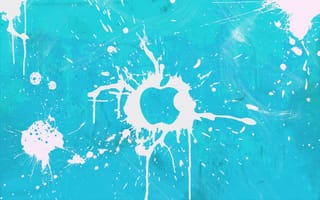 Картинка яблоко, брызги, apple, голубое, клякса, белое