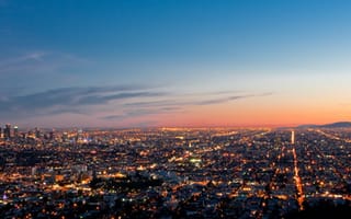 Картинка Лос-Анджелес, панорама, вечерние огни