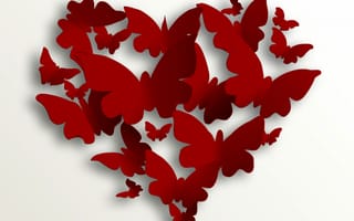 Картинка бабочки, сердце, Valentine's Day, heart, romantic, love