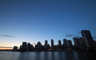 Картинка Canada, twilight, buildings, shore, Vancouver, skyline, water, downtown