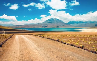 Картинка cloud, road, atacama, chile, lake, desert, mountain